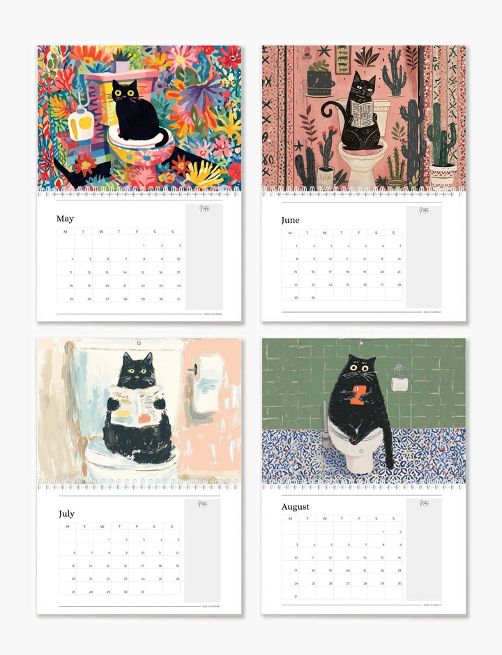 2026 Wall Art Calendar - Cats On The Loo