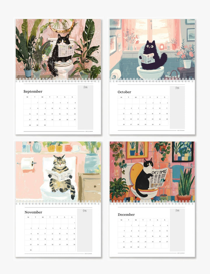 2026 Wall Art Calendar - Cats On The Loo