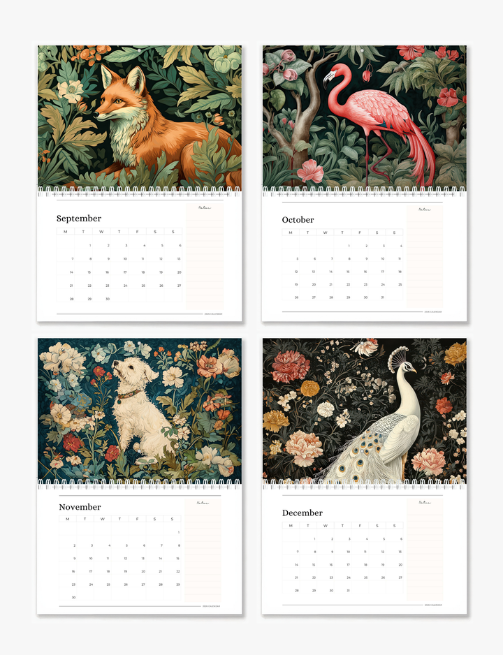 2026 Wall Art Calendar - William Morris Animals
