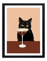 Black Cat With Espresso Martini Cocktail Art Print