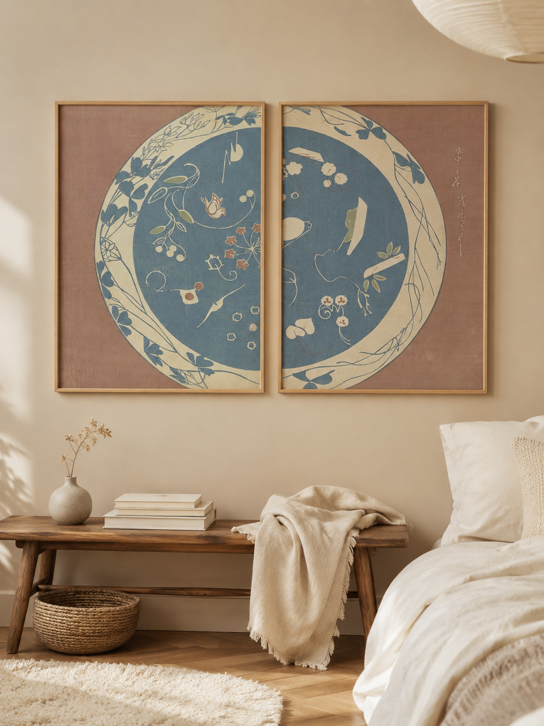 Edo Garden Japanese Botanical Gallery Wall Art Print Set