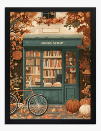Affiche charme de librairie d'automne