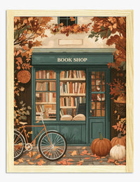 Affiche charme de librairie d'automne