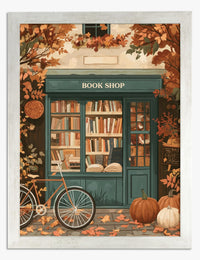 Affiche charme de librairie d'automne