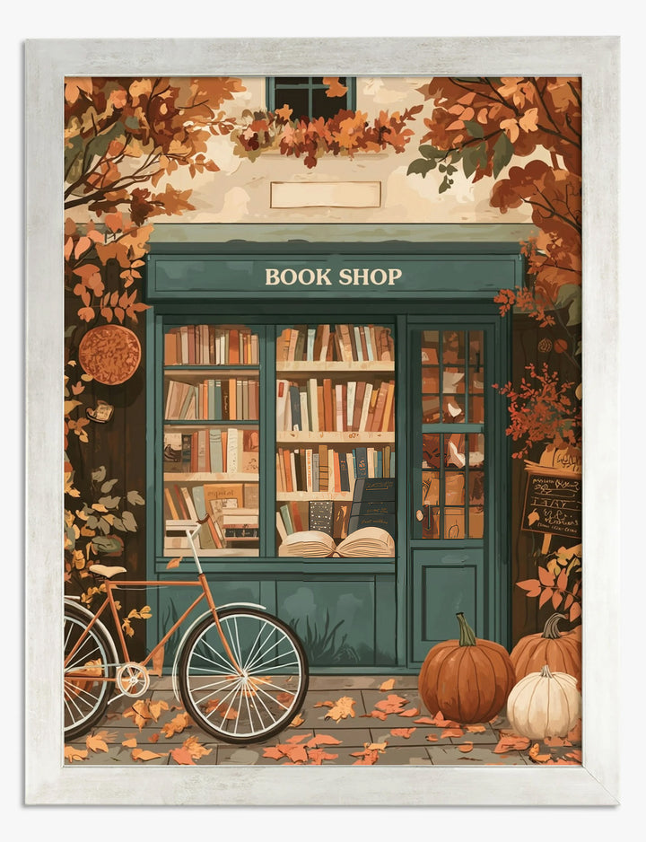 Affiche charme de librairie d'automne