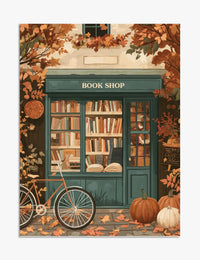 Affiche charme de librairie d'automne
