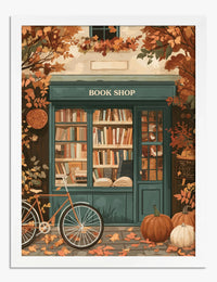 Affiche charme de librairie d'automne