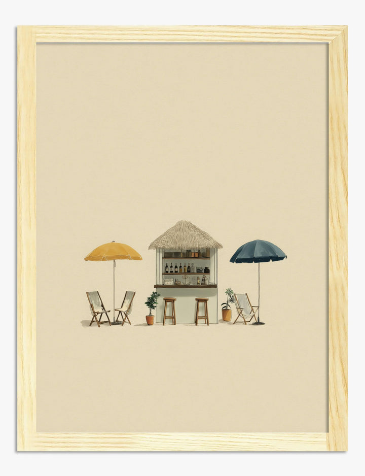 Poster zonnige strandbar