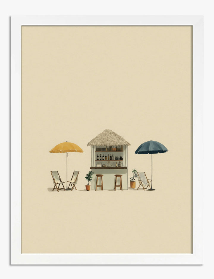 Poster zonnige strandbar