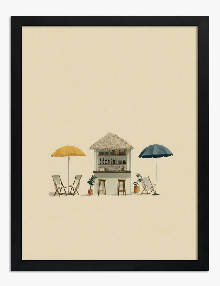 Poster zonnige strandbar