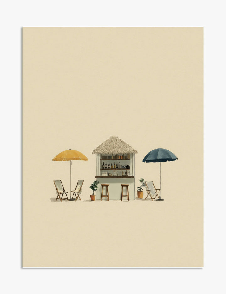 Poster zonnige strandbar