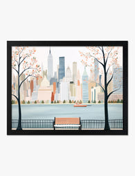 Spring in the Cityscape Art Print Black