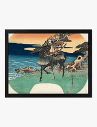 Yoshitsune by the Sea – Hiroshige Art Print Black