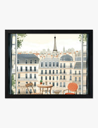 Parisian Balcony View Art Print Black