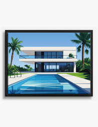 Modern Oasis Retreat Canvas Print Black
