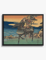 Yoshitsune by the Sea – Hiroshige Canvas Print Black