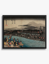 Riverside Evening by Hiroshige Canvas Print Black
