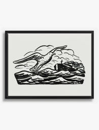 Seagull & Steamship by Leo Gestel Canvas Print Black