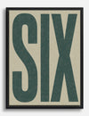 Bold Six Typography Canvas Print Black