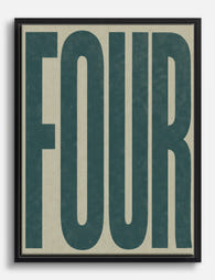 Bold Four Typography Canvas Print Black
