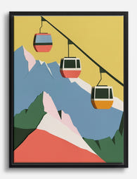 Alpine Cable Adventure Canvas Print Black