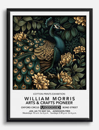 William Morris Peacock Elegance Canvas Print Black