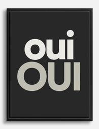 Oui Oui Minimalist Typography Canvas Print - Black