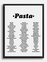 Pasta Lovers Typography Canvas Print Black