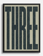 Bold Three Typography Canvas Print Black