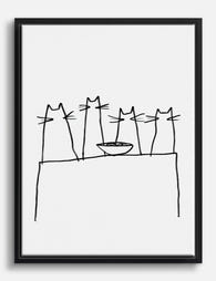 Ramen Cats Gathering Canvas Print Black