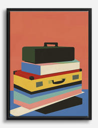 Vibrant Suitcase Stack Canvas Print Black