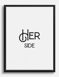 Her Side Statement Typography Canvas Print Black