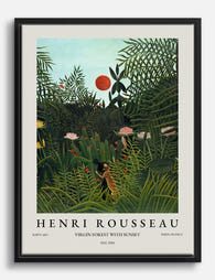 Rousseaus Jungle Sunset Canvas Print Black