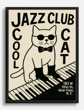 Cool Cat Jazz Vibes Canvas Print Black