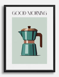Blue Moka Morning Canvas Print Black