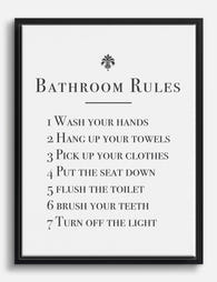 Stylish Bathroom Reminders Canvas Print Black
