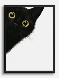 Curious Cat Peek Canvas Print Black