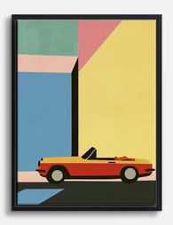 Retro Convertible Vibes Canvas Print Black