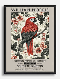 William Morris Parrot Charm Canvas Print Black