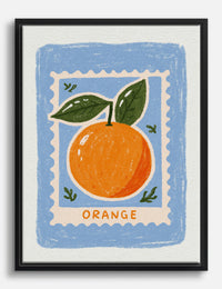Orange Postage Stamp Canvas Print Black