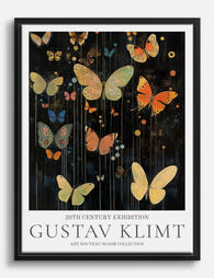 Klimts Enchanted Butterflies Canvas Print Black