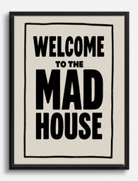 Mad House Welcome Statement Canvas Print Black