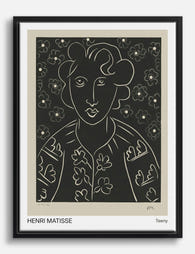 Henri Matisse Floral Line Portrait Canvas Print Black