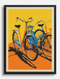 Urban Pop Bicycle Scene Canvas Print Black