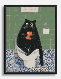Cat’s Bathroom Break Canvas Print Black