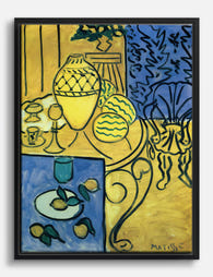 Matisse Interior in Yellow Canvas Print - Black