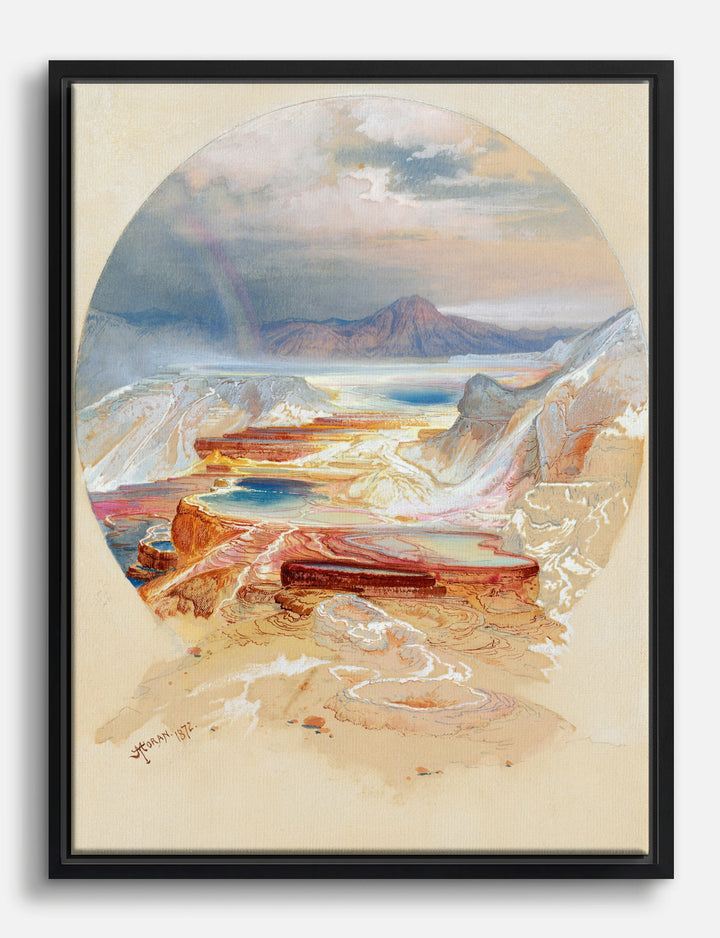 Minerva Terrace, Yellowstone by Moran Canvas Print Black