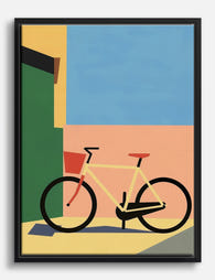 Retro Bicycle Scene Canvas Print Black