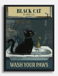 Black Cat Sink Humor Canvas Print Black