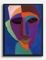 Bold Colorblock Portrait Canvas Print Black